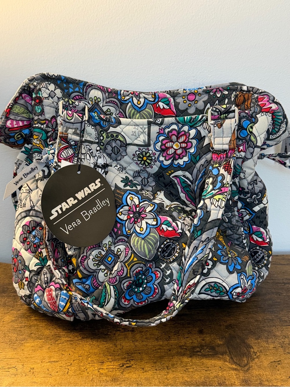 Vera Bradley Quilted Tote Bag - Gray Multicolor Floral